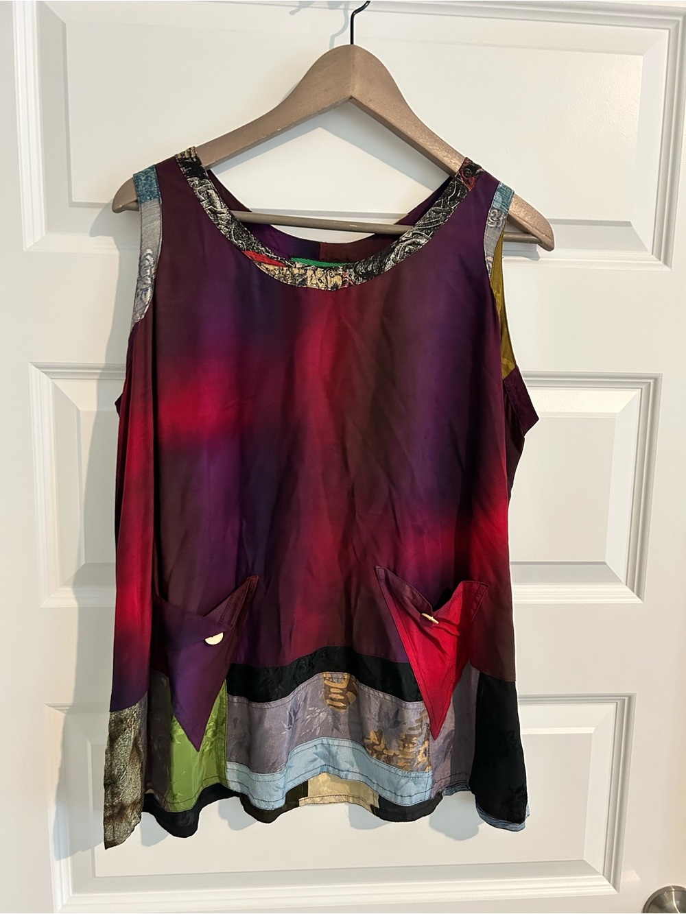 Vintage Kusnadi Ombre Patchwork Top Purple Red Multi Size L